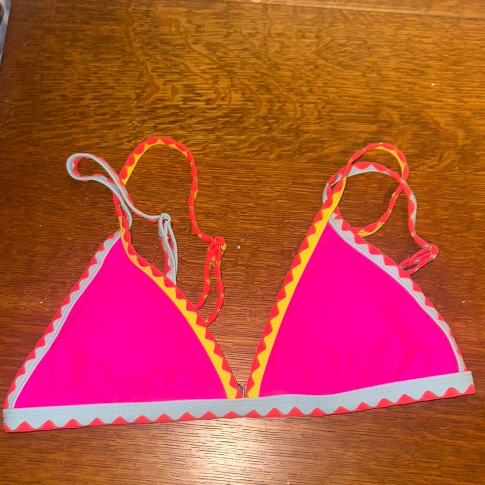 Swim Triangle Bikini Top - Pink and Yellow